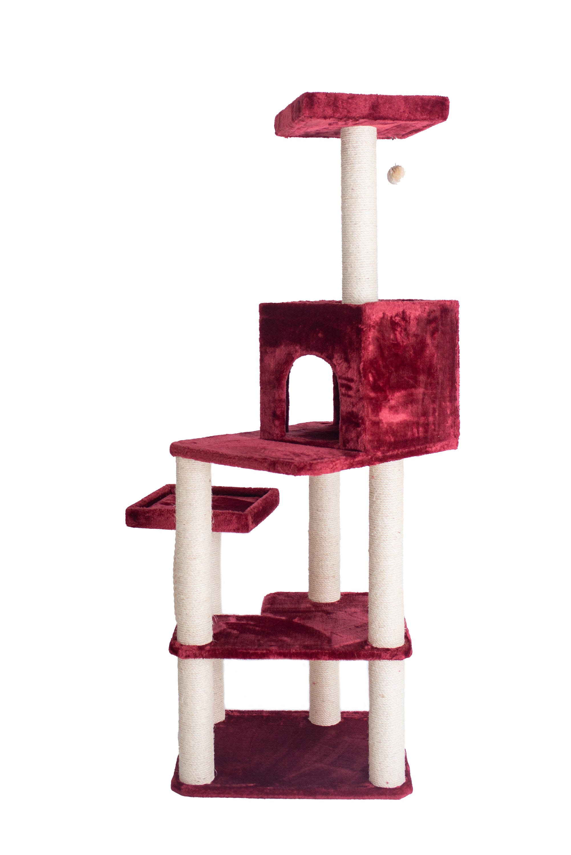 red cat scratching post