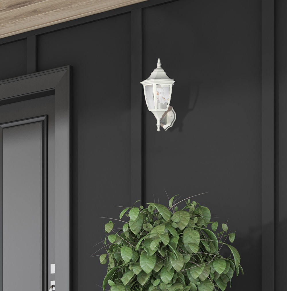 Designers Fountain 2462-WH DF Wall lanterns 1 -Light 14.25-in H White Hardwired Outdoor Wall Light