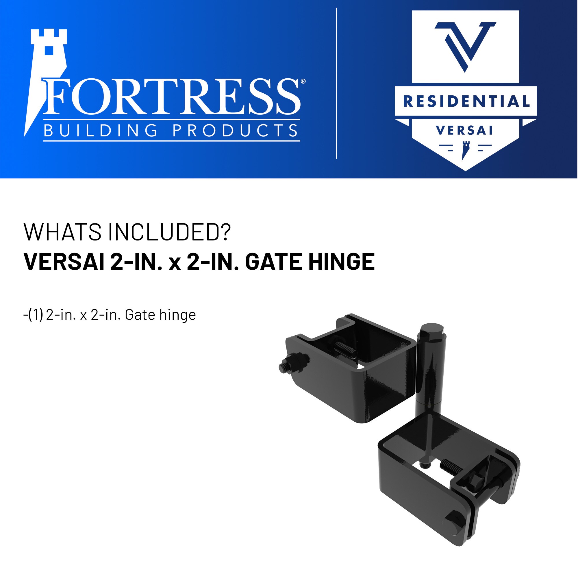 FORTRESS Versai 2.5 in Gloss Black Steel Fence Gate Hinge for Drive Gate Pair