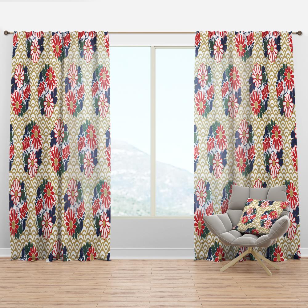 Designart CTN18818-52-84 84-Inches Yellow Floral Room darkening Thermal lined Rod pocket Single curtain panel