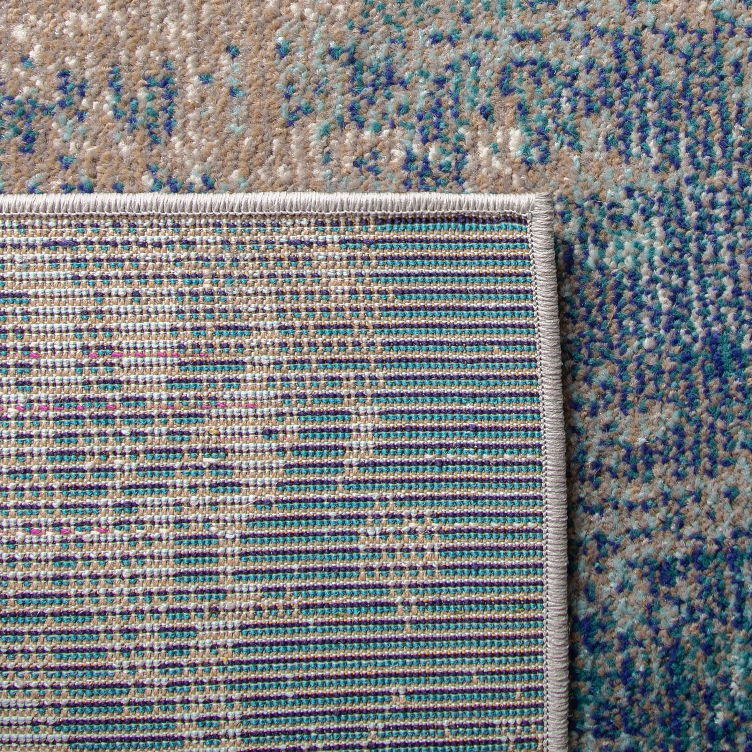 Modern Boho Abstract Blue/Grey Synthetic Area Rug, 10' x 14'