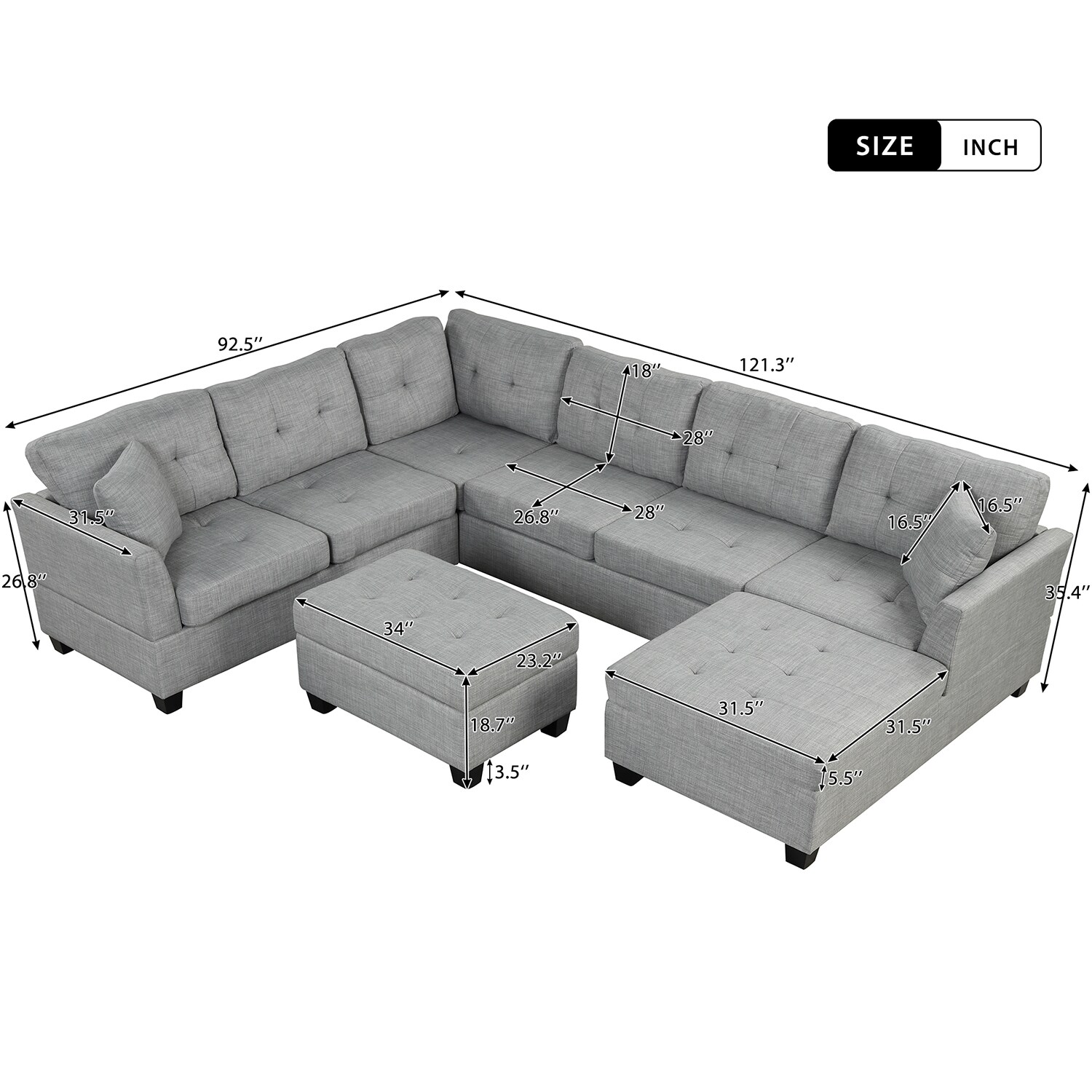 SINOFURN SYA370147GY Sofas-Loveseats - View #5