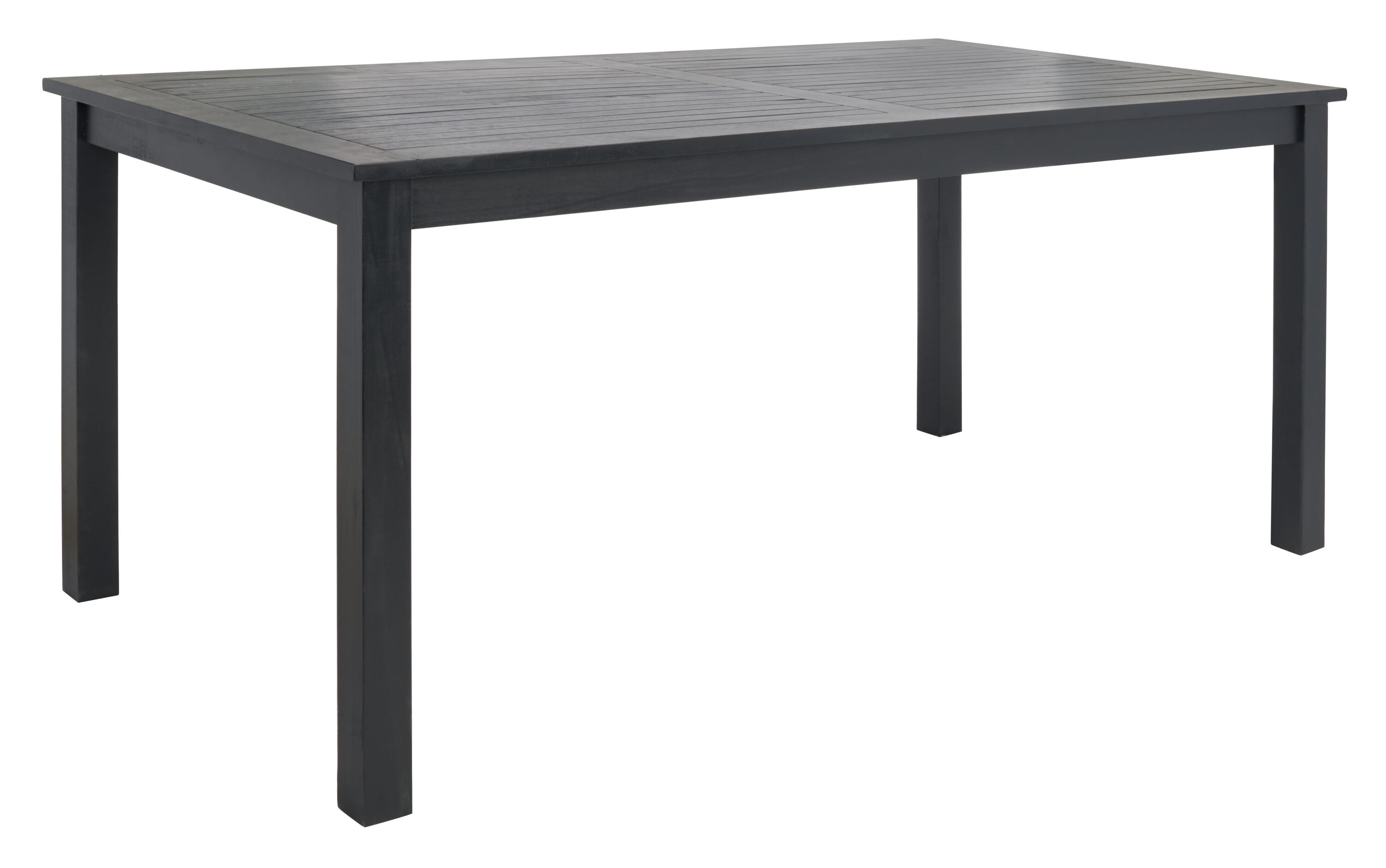 Aquina Black Acacia Wood Dining Set with Woven Rattan Benches