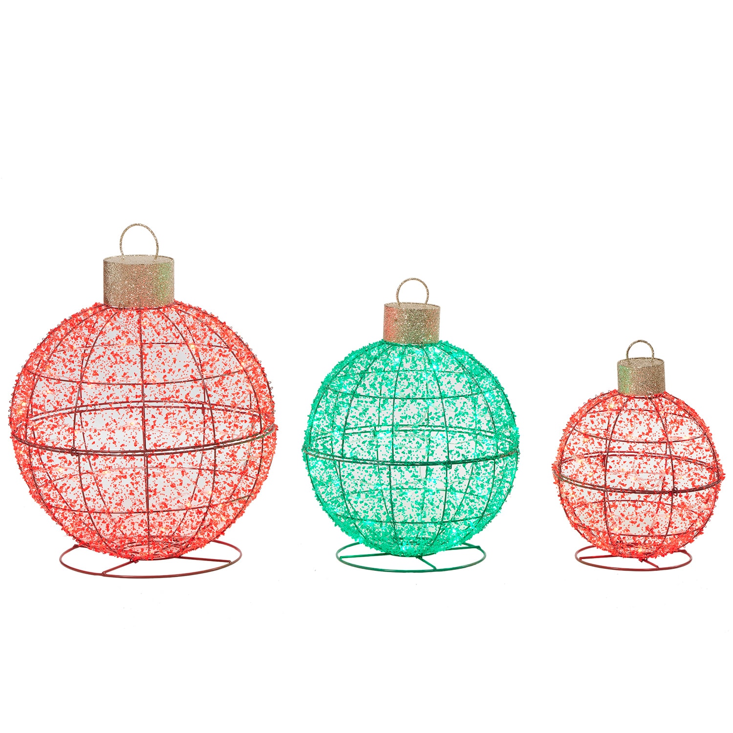 4 LED Christmas Ball Ornament, Lighted Hanging Plastic Ball