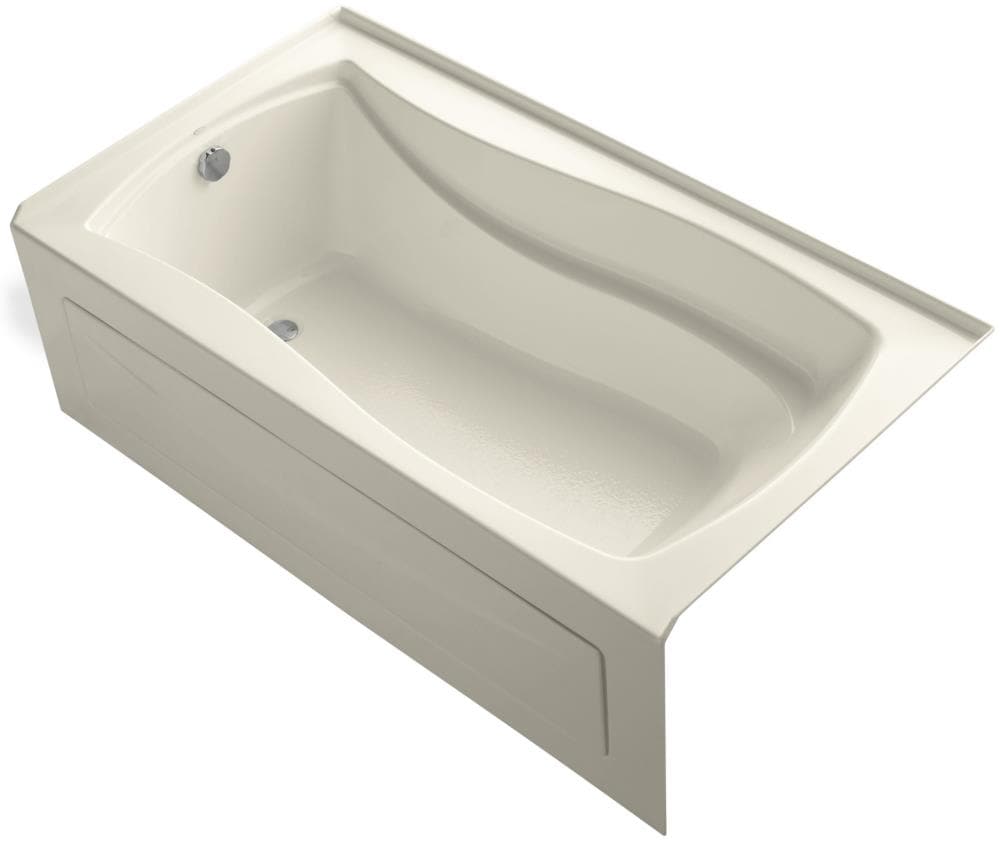 KOHLER Mariposa 36-in x 66-in Almond Acrylic Alcove Soaking Bathtub ...