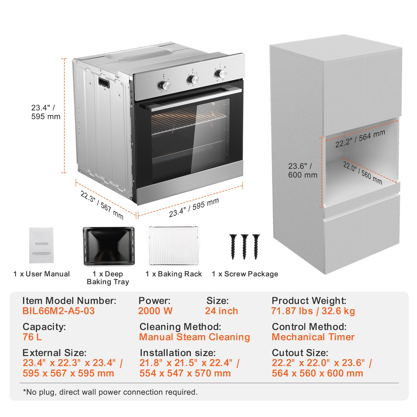 VEVOR QRSDKXJXK200MJKZOV7 Swall-Elec-Oven - View #8