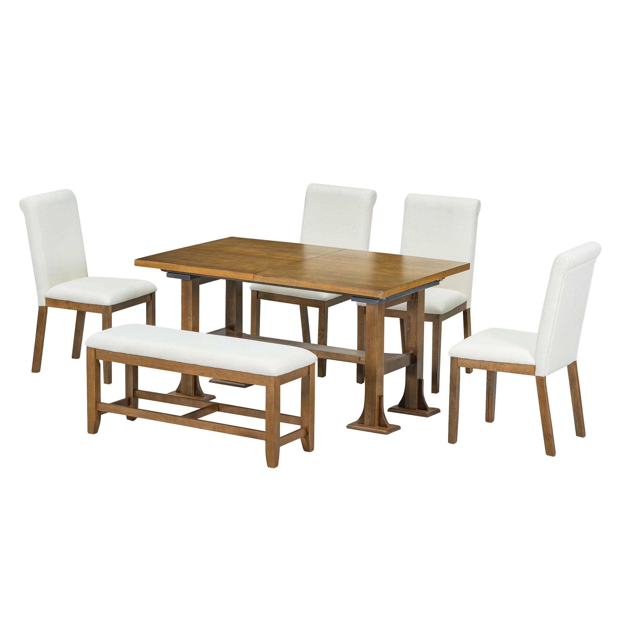 Bybafun YA0100209 Brown Rustic Dining Room Set with Rectangular Table ( Seats 6 )