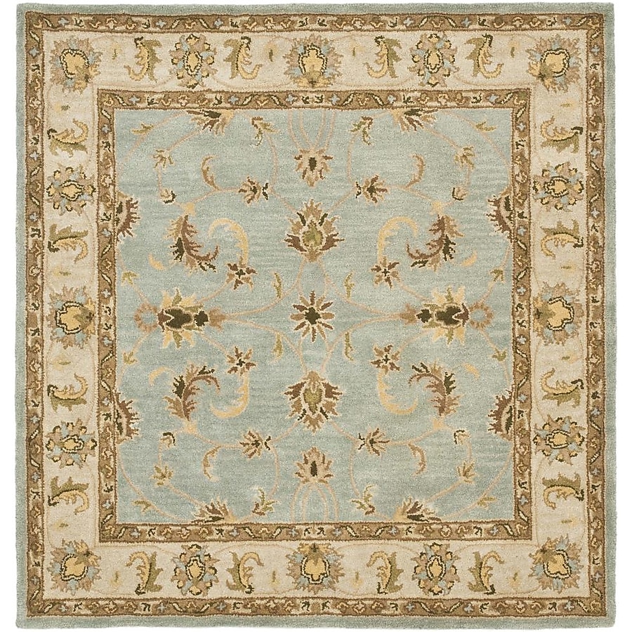 Safavieh Heritage Rarpur 4 x 4 Light Blue/Beige Square Indoor Floral/Botanical Oriental Handcrafted Area Rug Safavieh Heritage Rarpur 4 x 4 Light Blue/Beige Square Indoor Floral/Botanical Oriental Handcrafted Area Rug