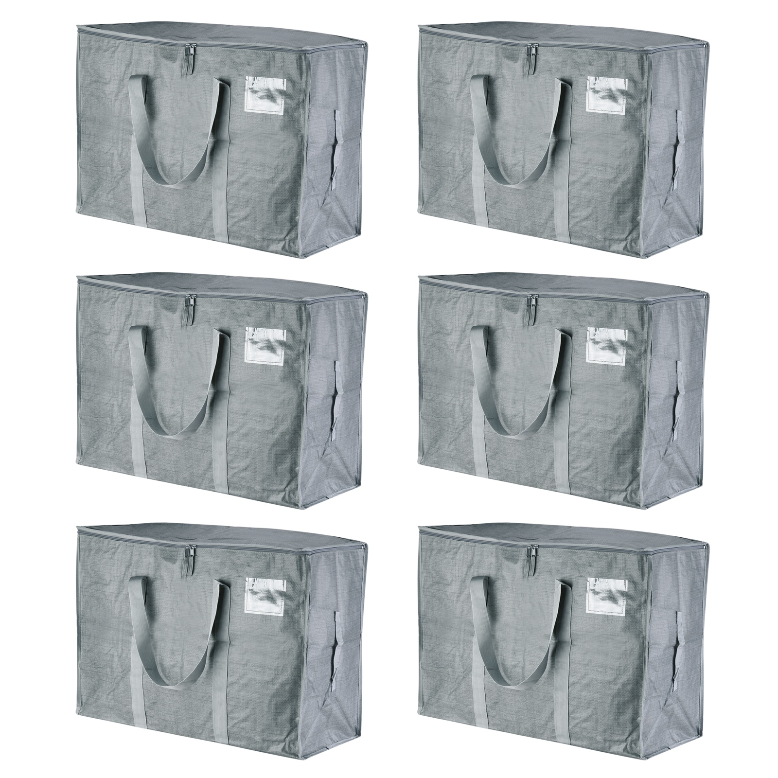 PATIKIL Extra Large Moving Bags 6pcs Large Bag with Reinforced Handles and Zipper Storage Tote Packing Bags Collapsible for Clothes Moving Supplies Grey