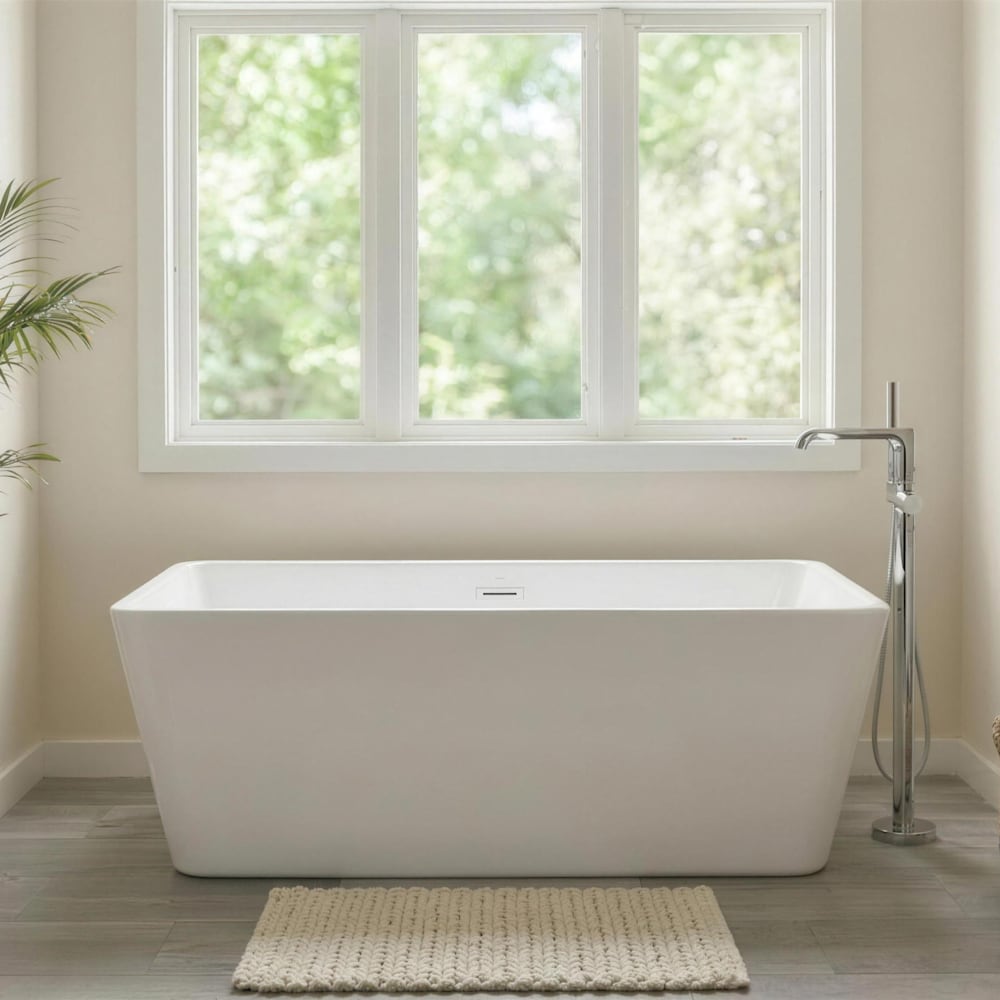 American Standard - 29.875-in x 62.75-in White Acrylic Rectangle Freestanding Soaking Bathtub ( C...
