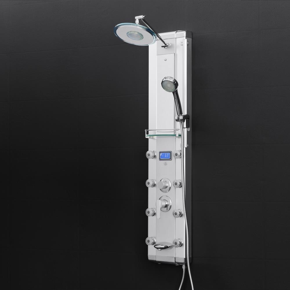 AKDY 51-in Chrome Silver 8-Spray Shower Panel System (Valve Included)