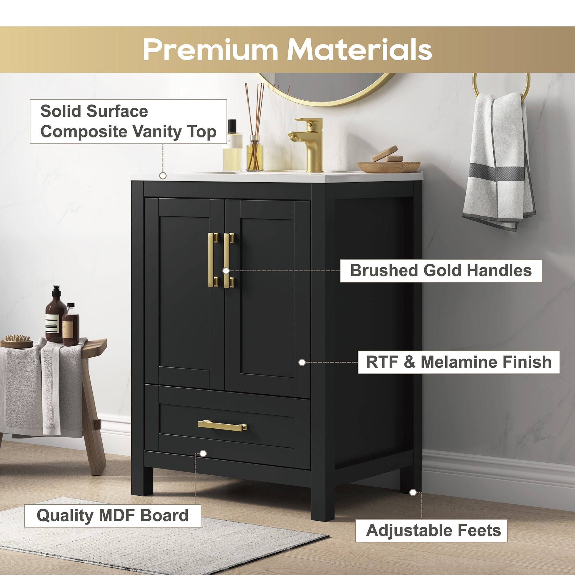 DELUXE LIVING V24033KD-24BK Bath-Vanity-Combo - View #3