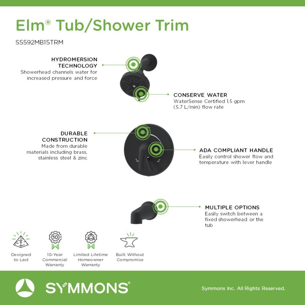 Symmons S5592MB15TRM Tub-Shower-Faucets - View #3