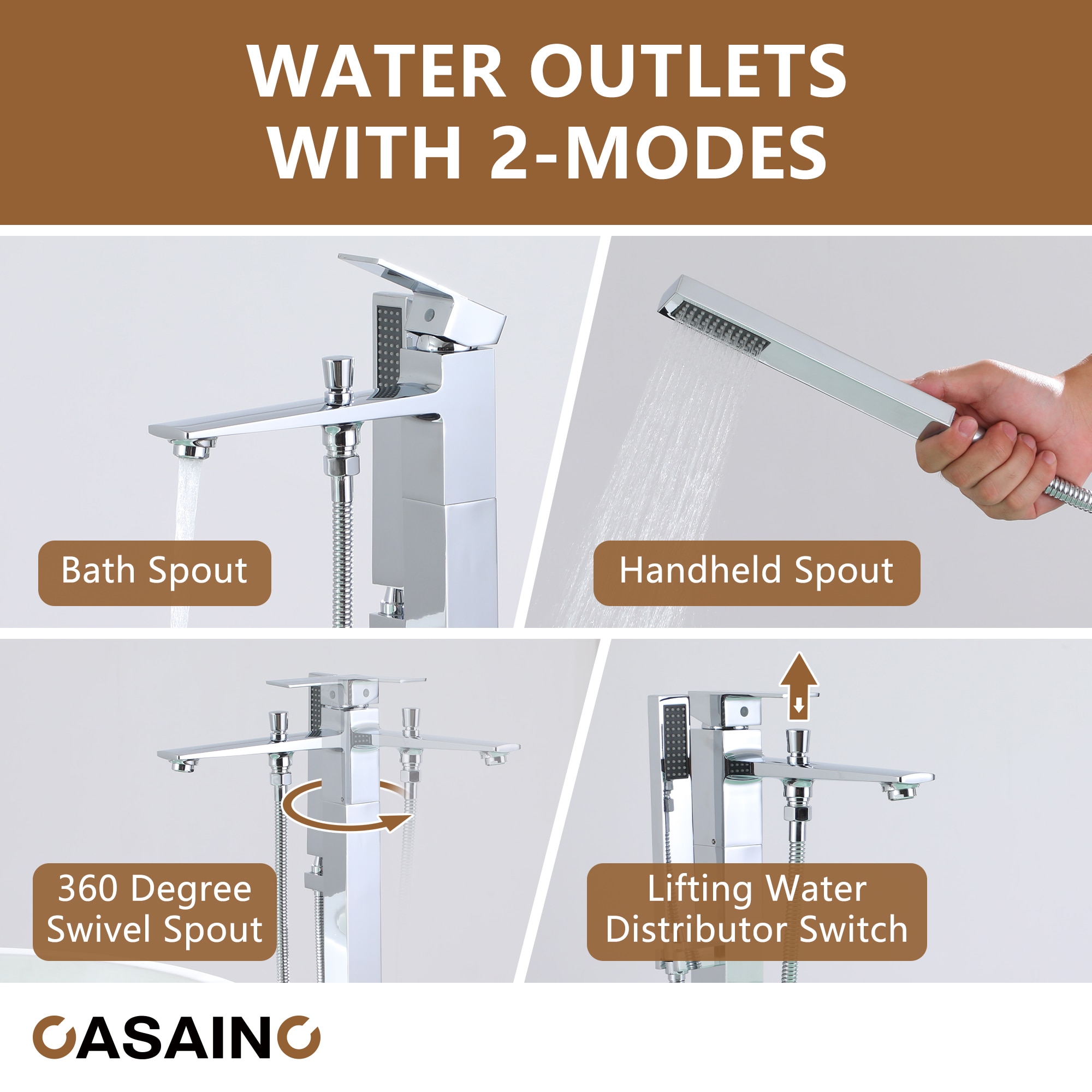 CASAINC TC08-CP Roman-Tub-Faucets - View #8