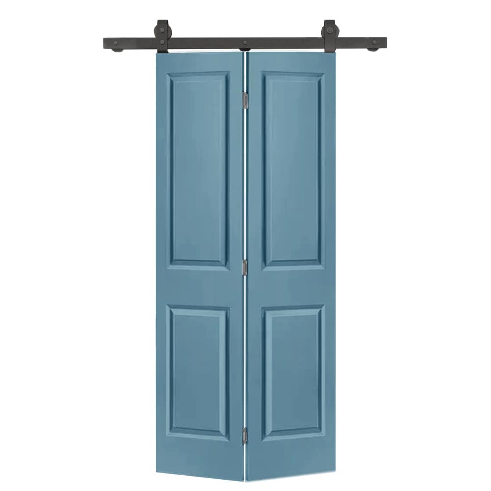 CALHOME 1100-2T+2P-24BP 24-in x 80-in Dignity Blue MDF Hollow core Single Barn Door (Hardware Included)