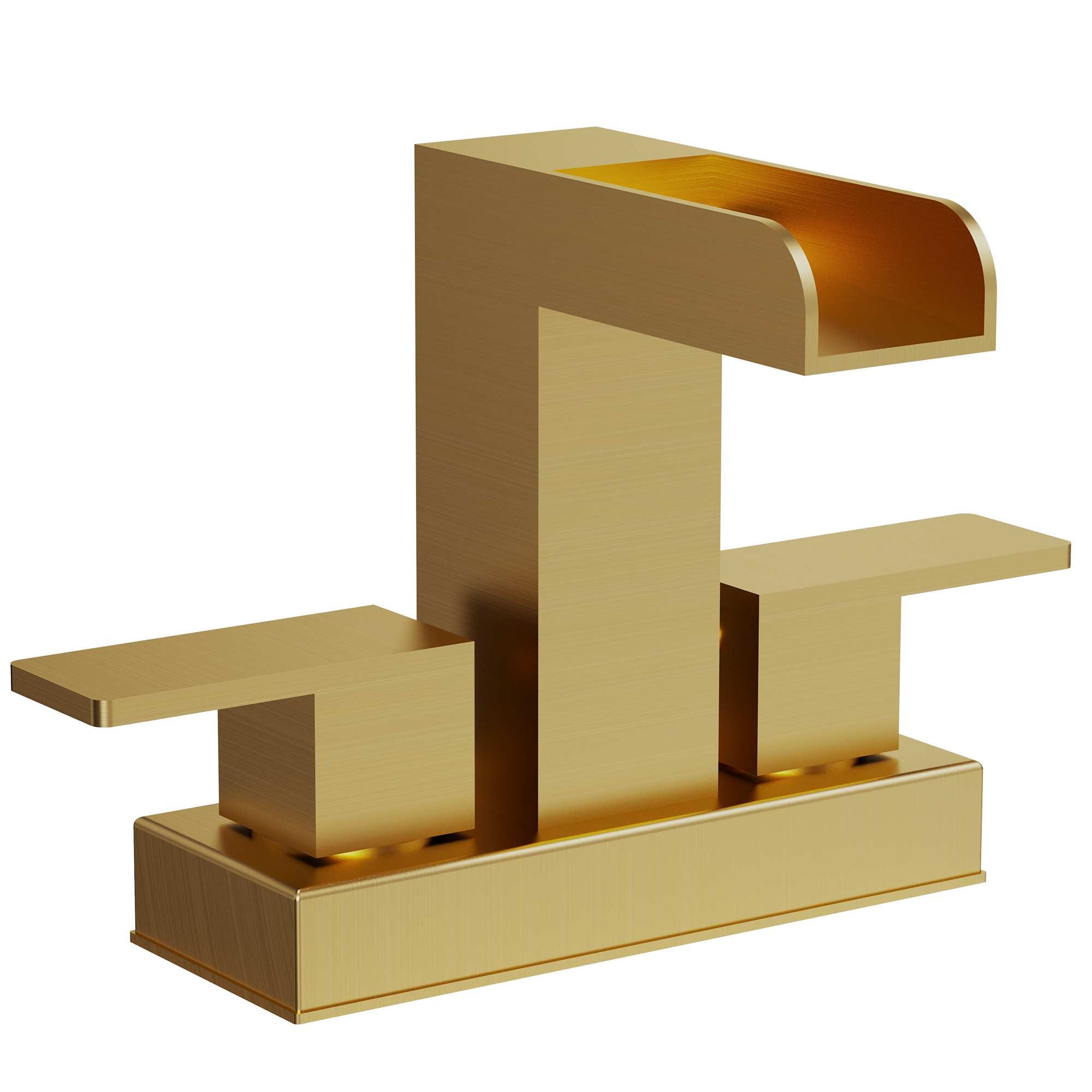 EVERSTEIN SFS-1118-GD Brushed Gold 4-in centerset 2-handle Mid-arc Commercial/Residential Handle Bathroom Sink Faucet