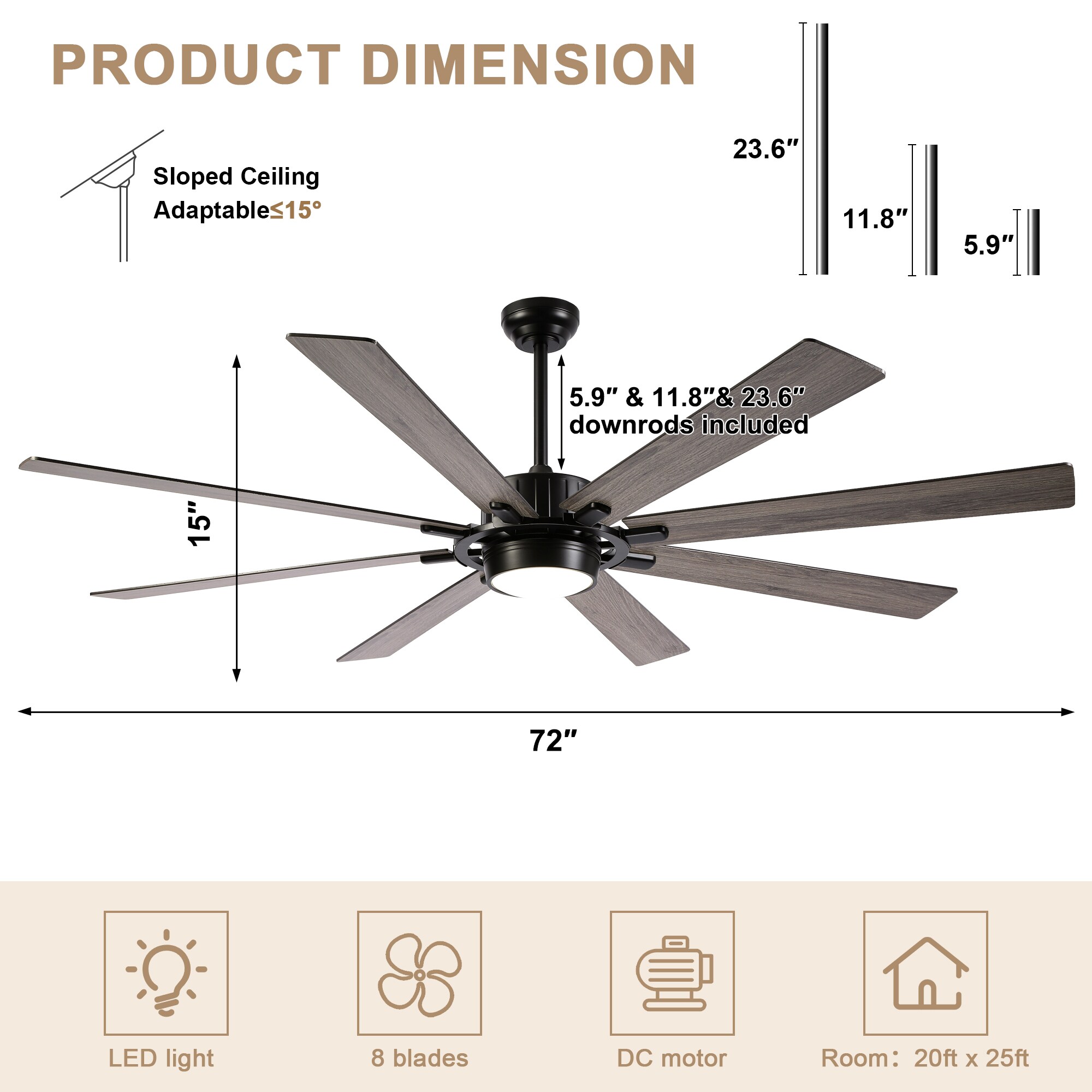 Bella Depot WSFSD2501-G Ceiling-Fans - View #12