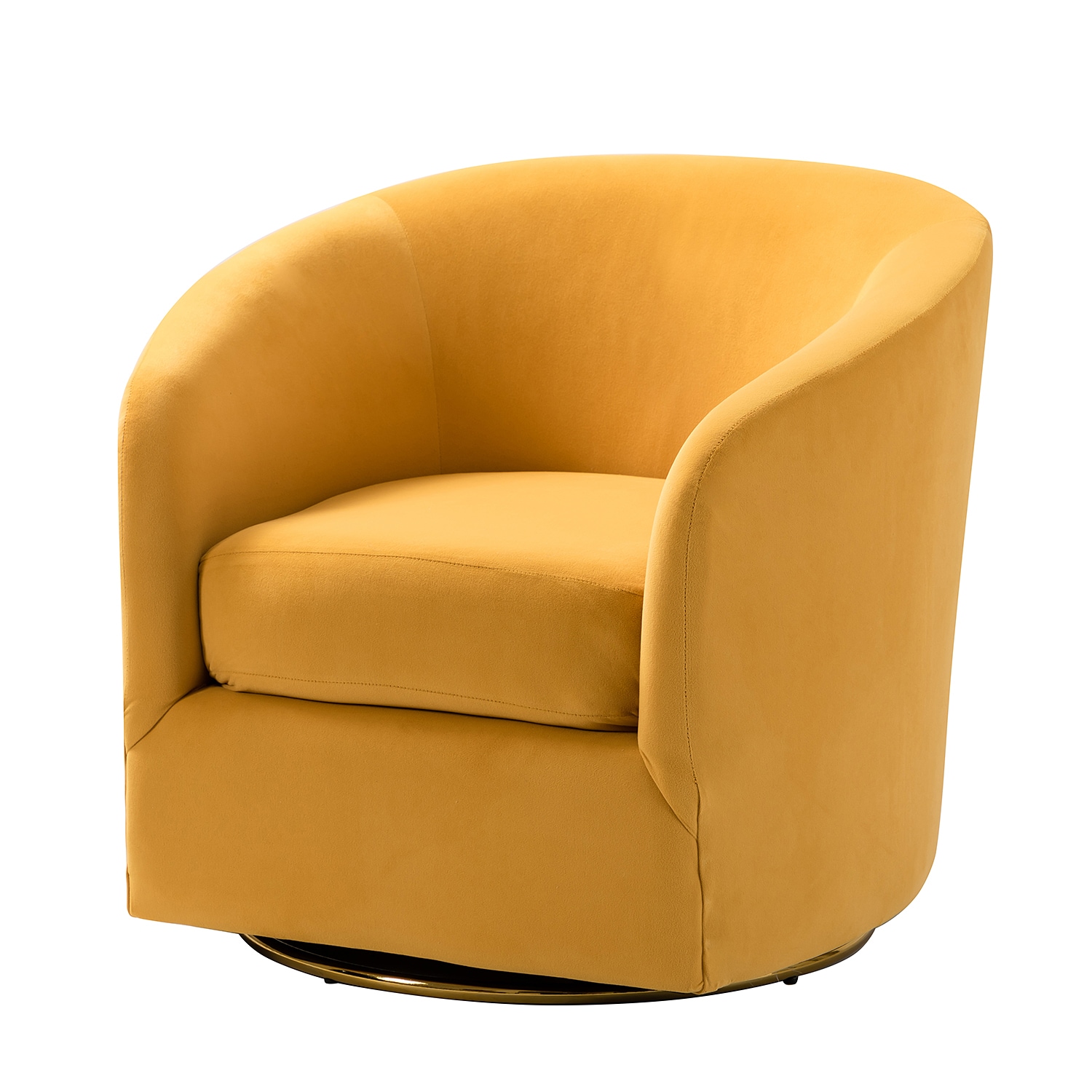 14 Karat Home CHM0240-MUSTARD Modern MUSTARD Velvet Barrel Chair