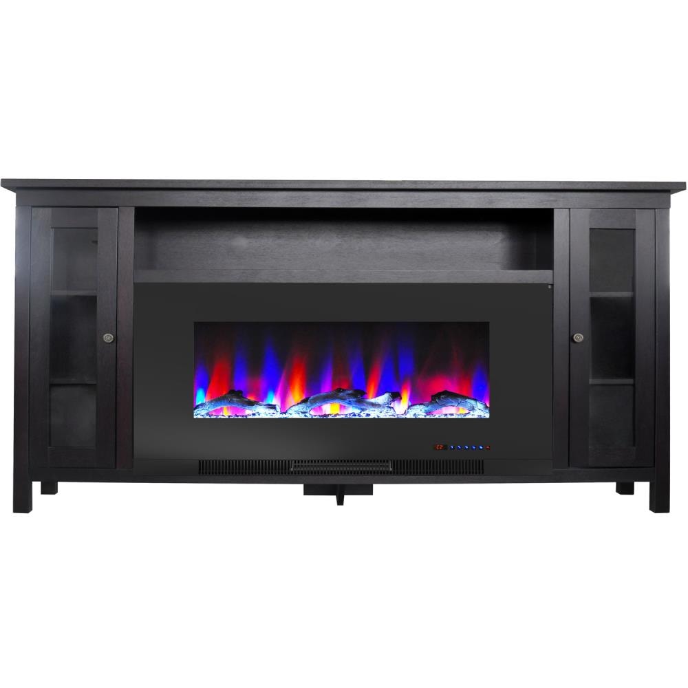 Cambridge 69.7-in W Dark Coffee/Black TV Stand with LED Electric Fireplace CAM6938-2COF Sansujyuku sansujyuku.com