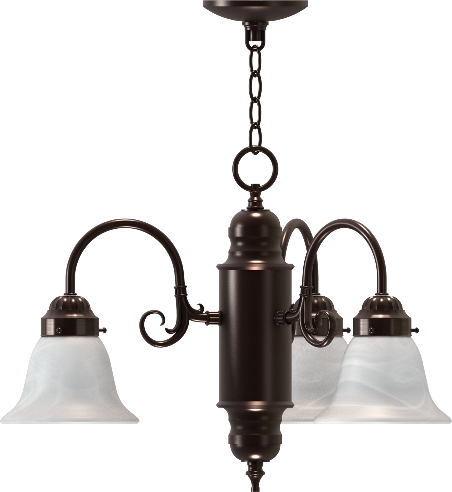 Marti Mini 3-Light Antique Bronze Chandelier with Alabaster Glass