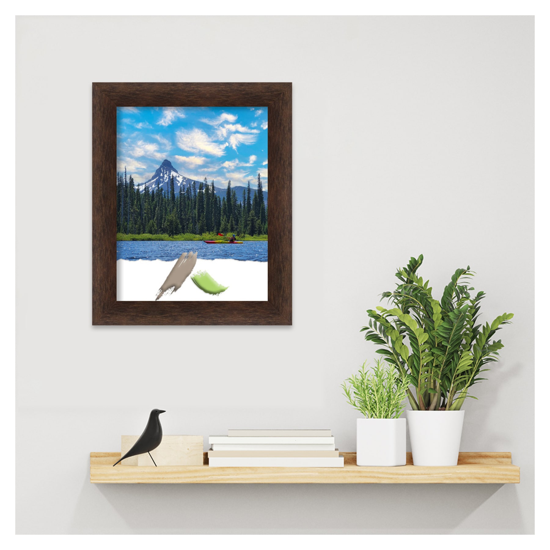 11"x14" Opening Size Narrow Wood Picture Frame Art Warm Walnut - Amanti Art: Includes Mounting Hardware, Acrylic Glazing