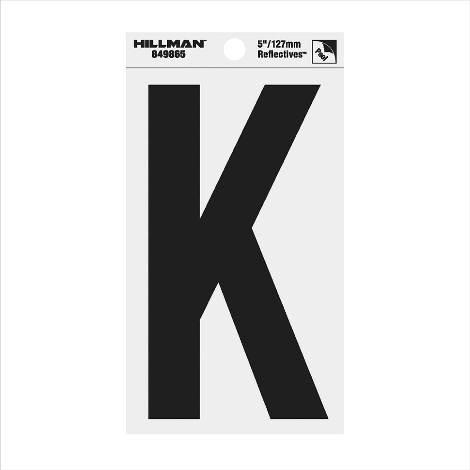 Hillman 849865 5-in Reflective Black Letter K