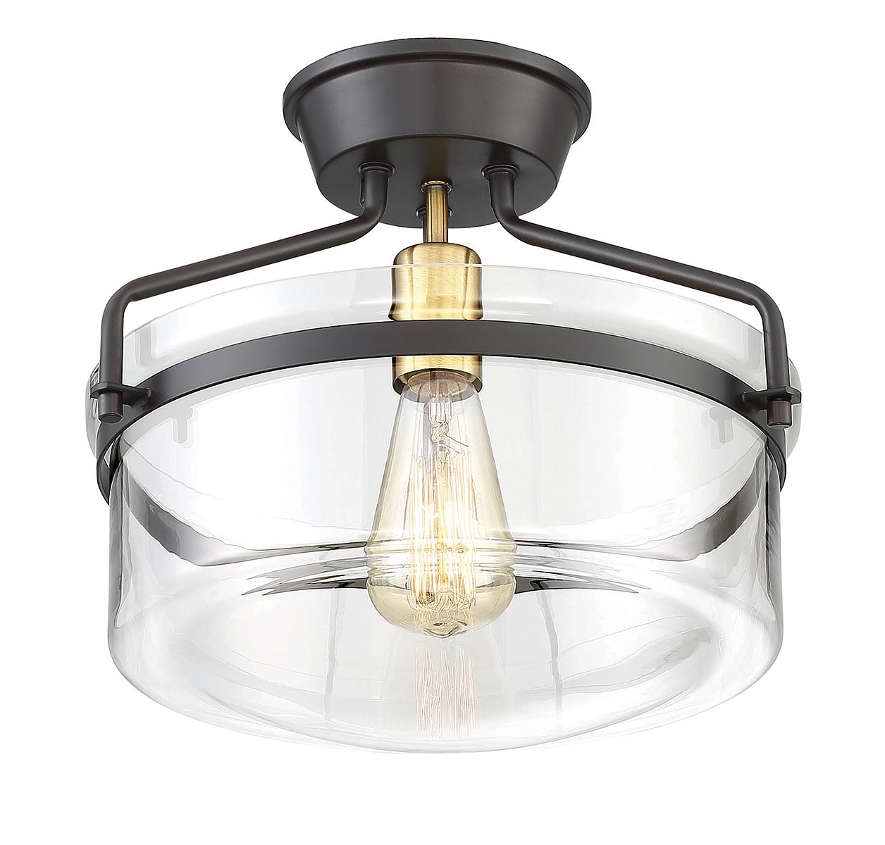 Clear Glass and Bronze Semi-Flush Mount Ceiling Light