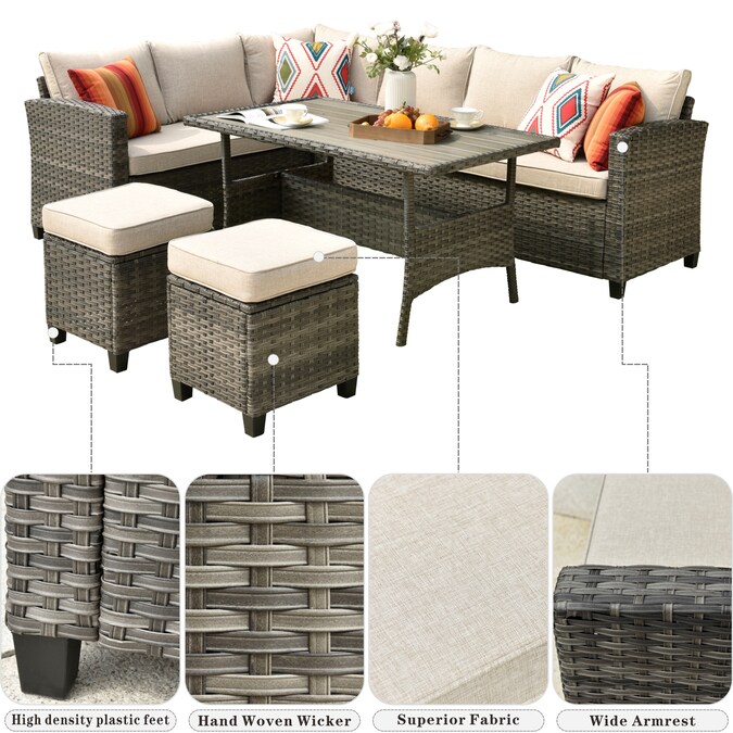 Xizzi Warrior Wicker Outdoor Sectional With Off White Cushion S And Frame In The Patio Sectionals Sofas Department At Com Xizzi Warrior Wicker Outdoor Sectional, Peckham Park Outdoor Furniture