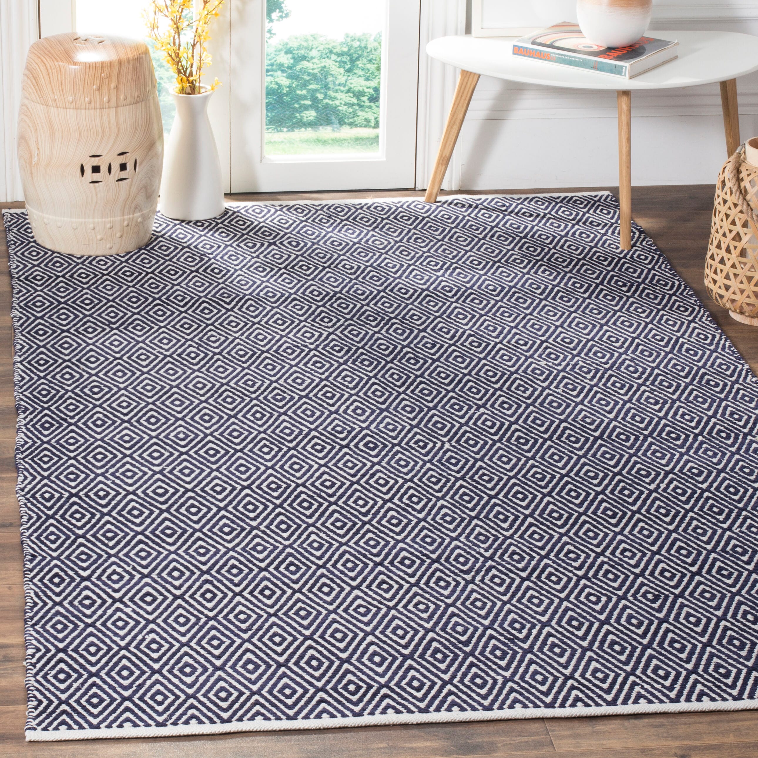 Safavieh BOS682D-8 Boston 8 x 10 (ft) Tufted Cotton Navy Rectangular Indoor Geometric Bohemian/Eclectic Area rug