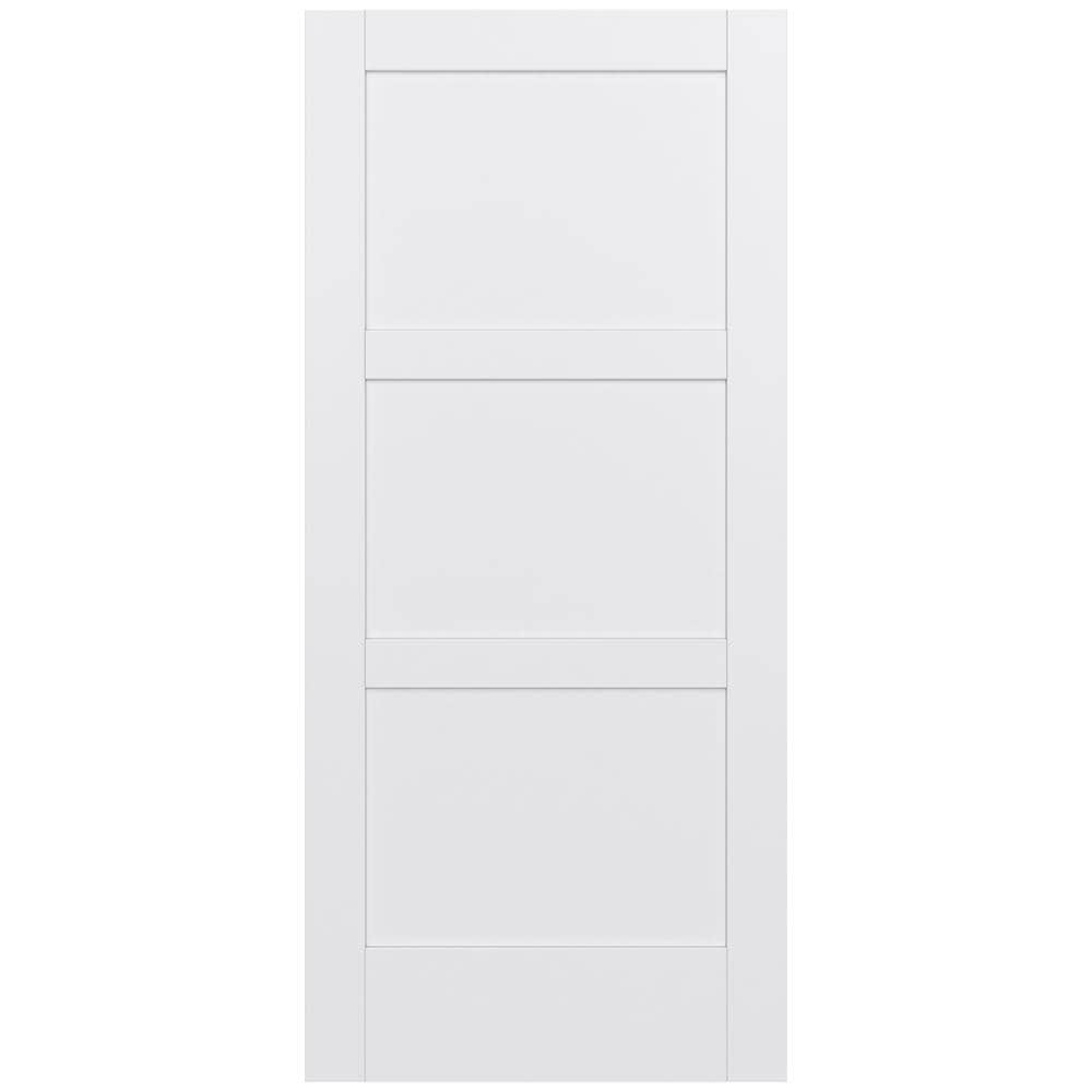 JELD-WEN LOWOLJW221100337 MODA Shaker 36-in x 80-in Primed 3-panel square Smooth Solid core Primed MDF Slab Door
