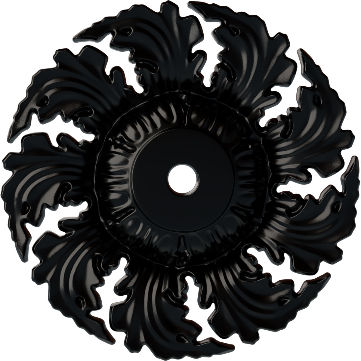 Ekena Millwork CM14NEBLF Needham 14.625-in W x 14.625-in L Painted Jet Black Polyurethane Whole Ceiling Medallion