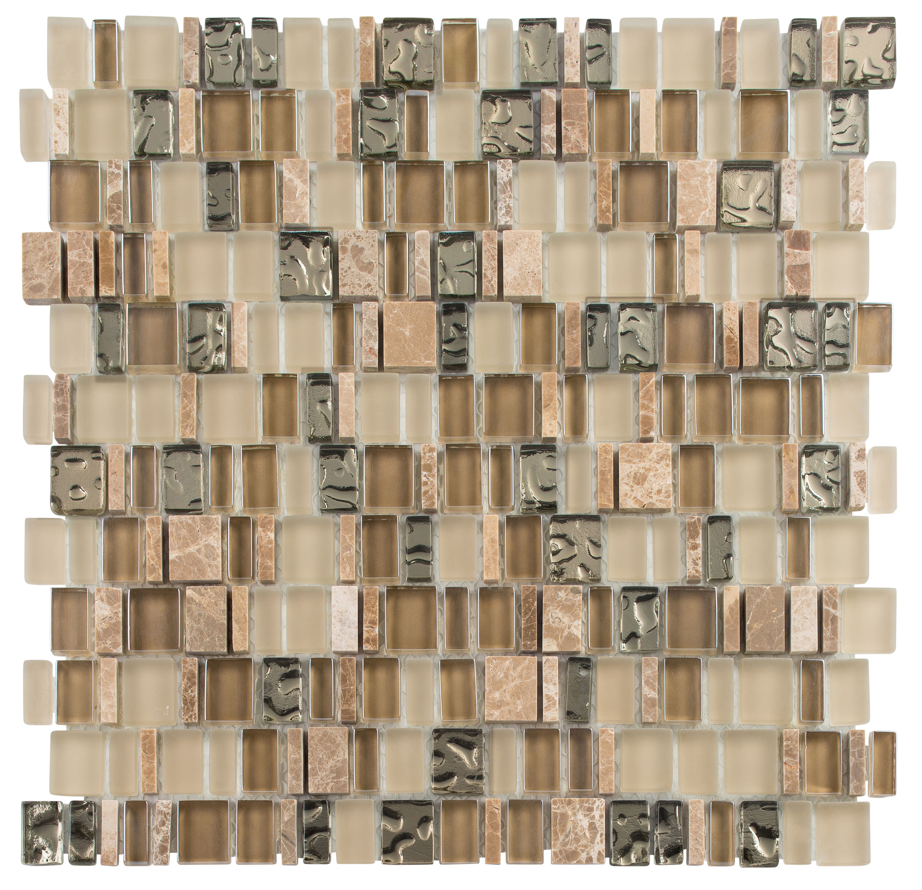 Andova Tiles ANDQUE522 QUEST Kala 12-in x 12-in Matte Glass/Stone Patterned Mosaic Floor and Wall Tile (1.11-sq. ft/ Piece)