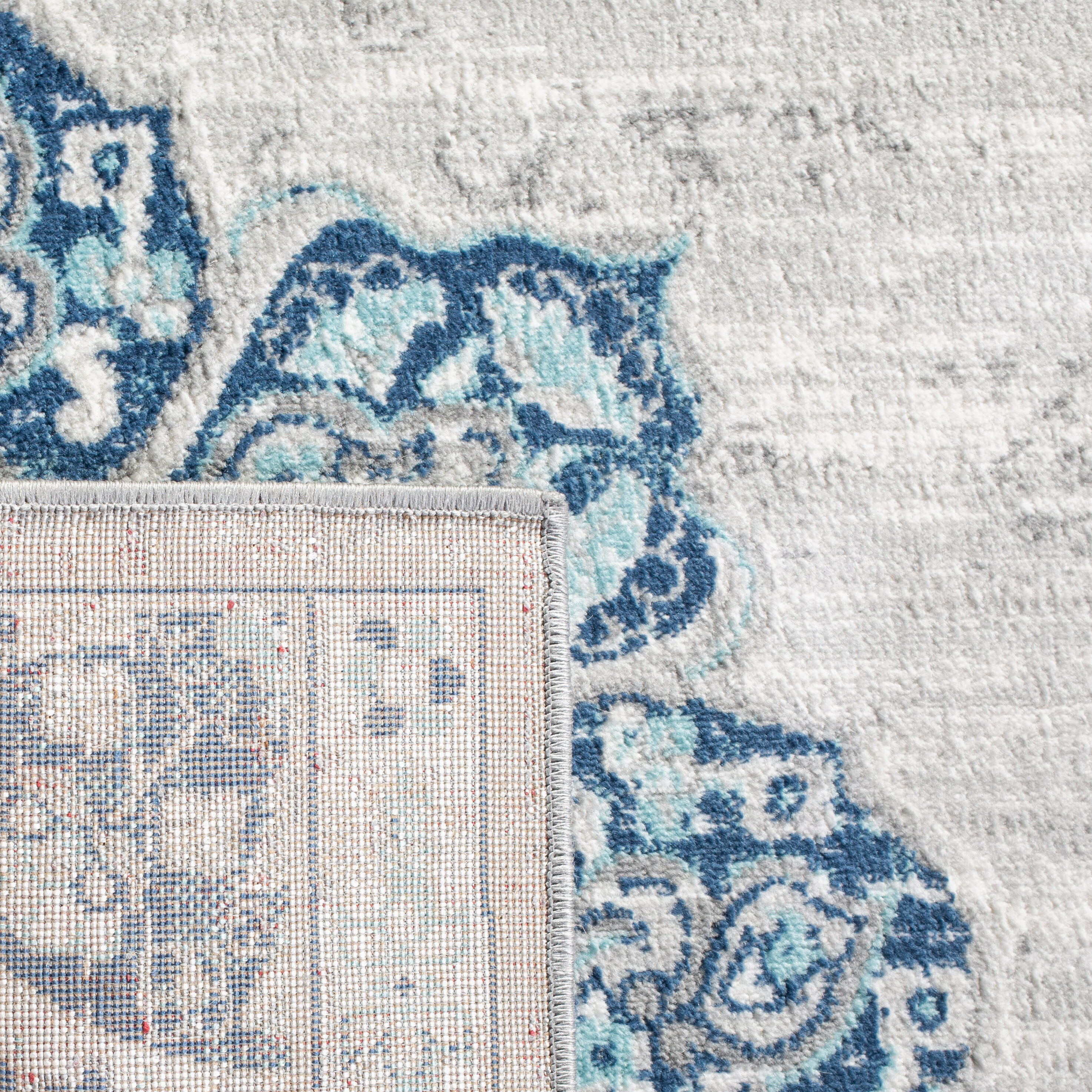 Elegant Gray 3' x 3' Square Hand-Knotted Synthetic Area Rug