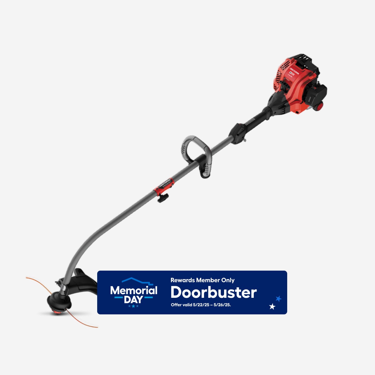 CRAFTSMAN CMXGTAMDCS25 WC2200 25-cc 2-cycle 17-in Curved Shaft Attachment Capable Gas String Trimmer
