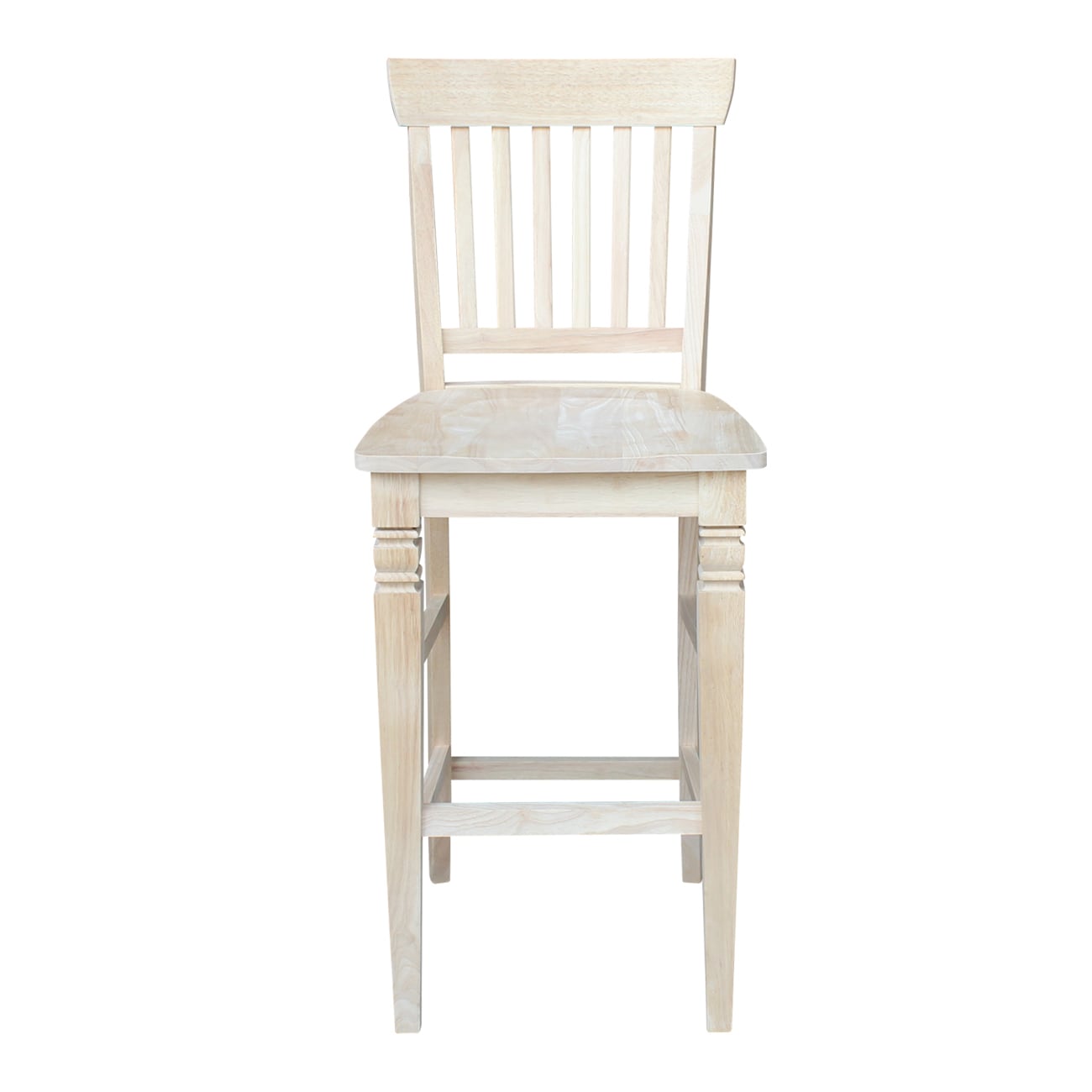 Solid Parawood Seattle Bar-Height Stool in Traditional Unfinished Wood
