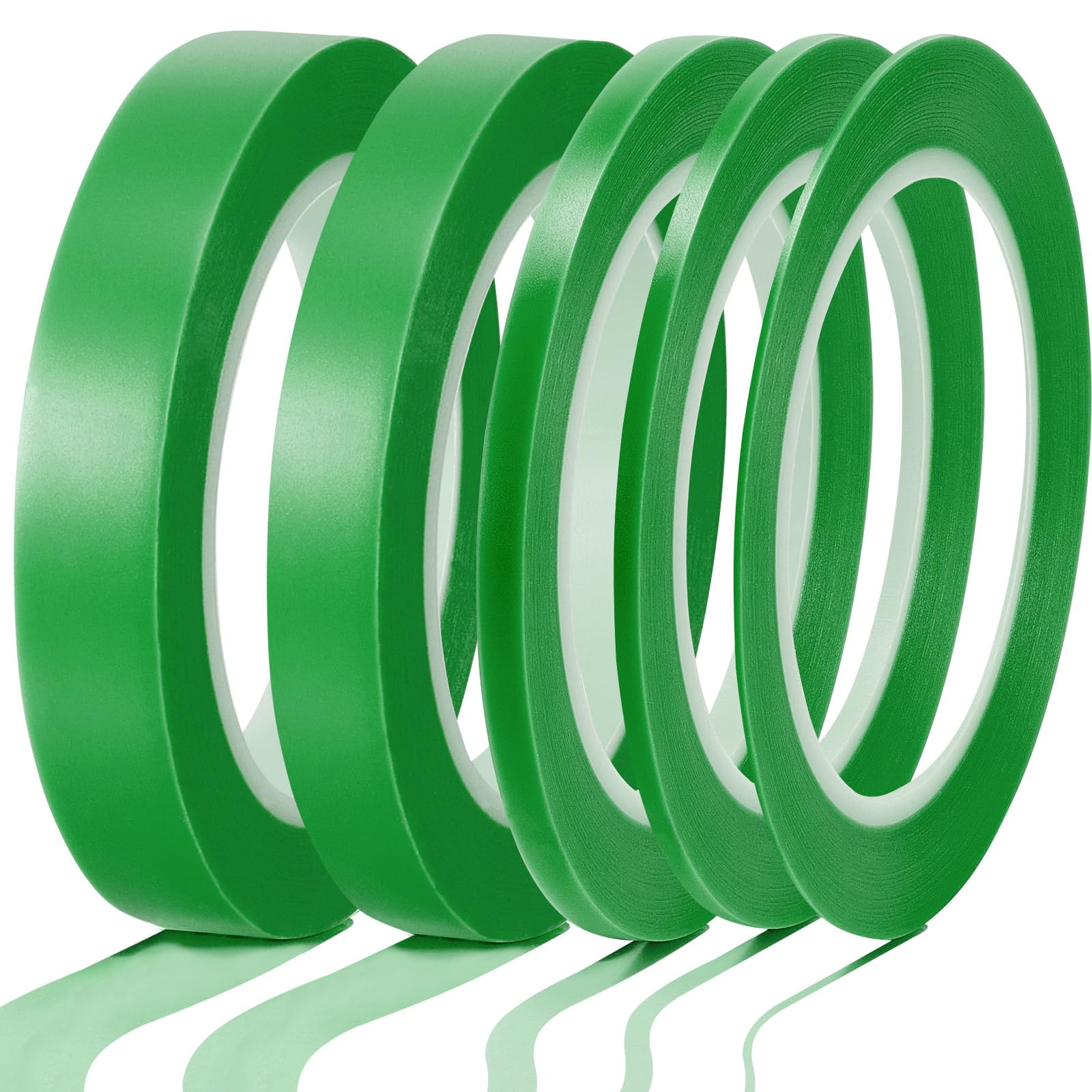 Oyezvary  Vinyl Masking Tape 5 Rolls Low Tack Automotive Paint Tape for Curves Narrow Edges High Temperature Resistant Various Widths