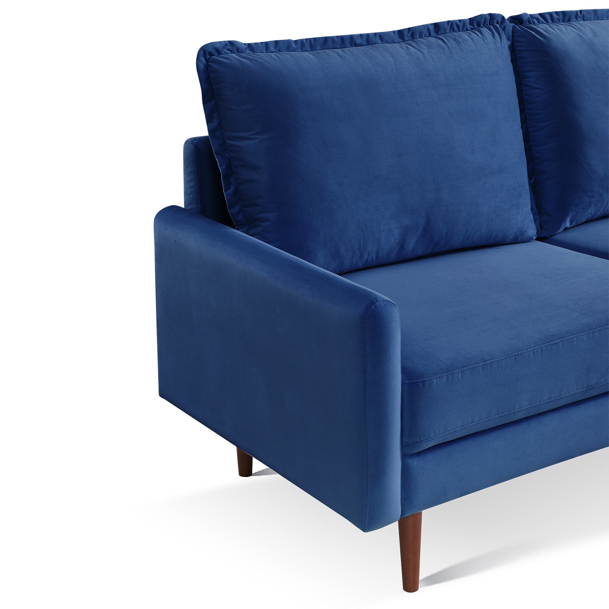57 Inch Blue Velvet Loveseat with Solid Wood Legs