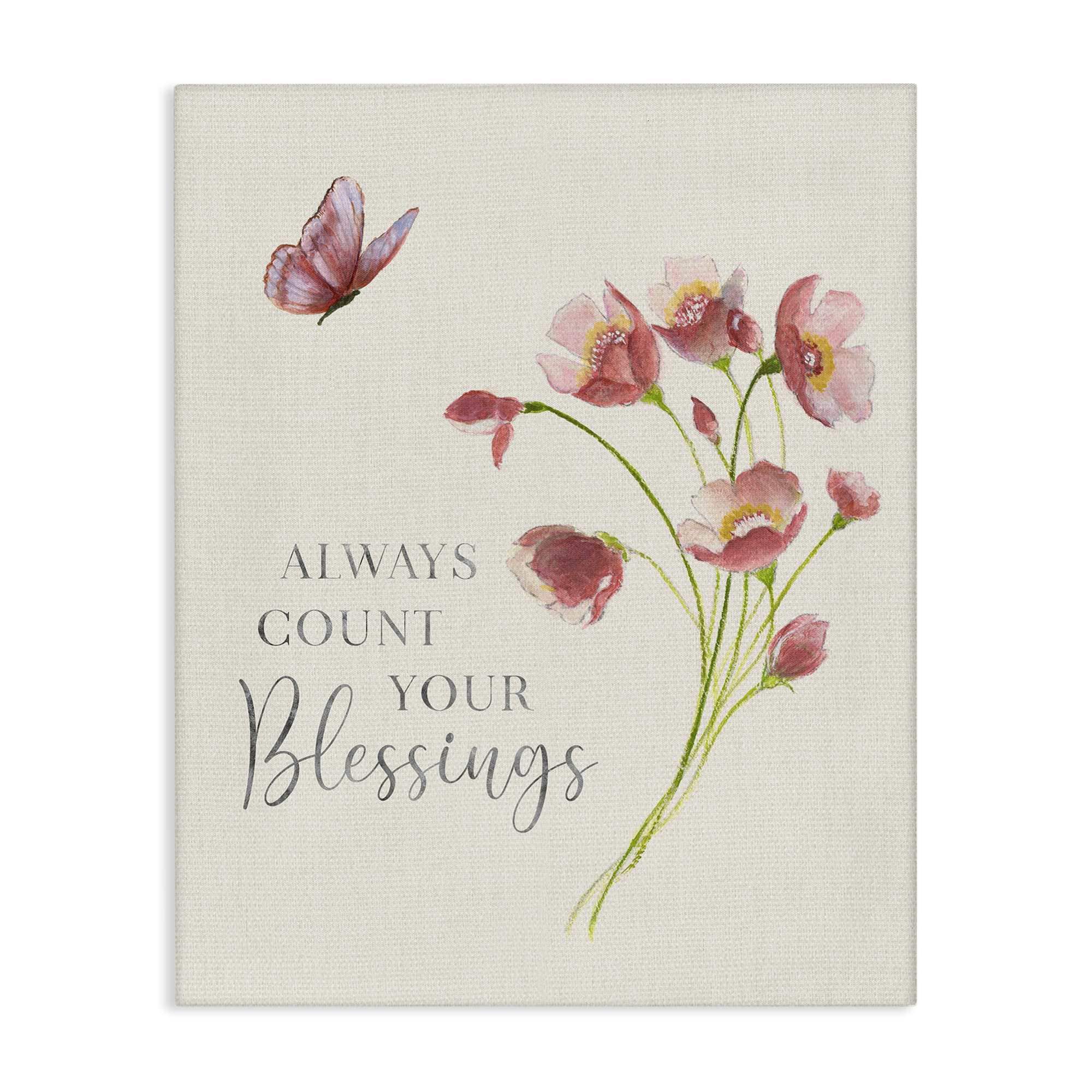 Stupell Industries BS-222-CN-36X48 Count Your Blessings Florals Canvas Wall Art 36x48