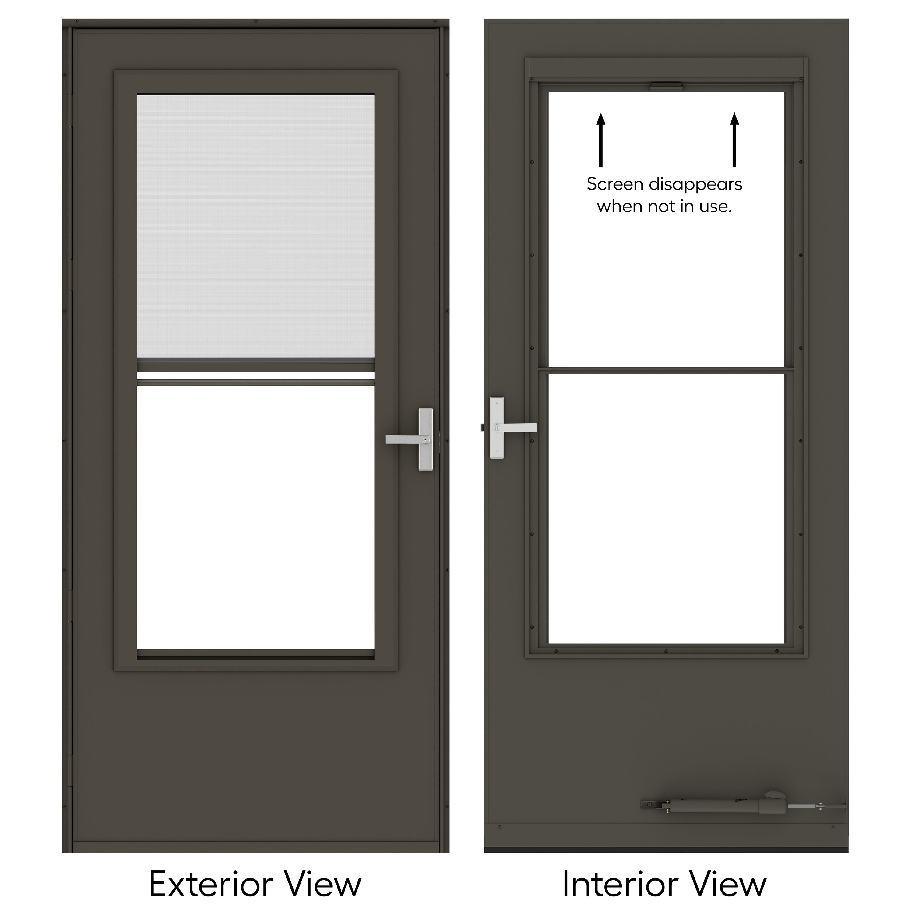 LARSON Douglas 36-in x 81-in Brown Wood Core Storm Door Mid-view with ...