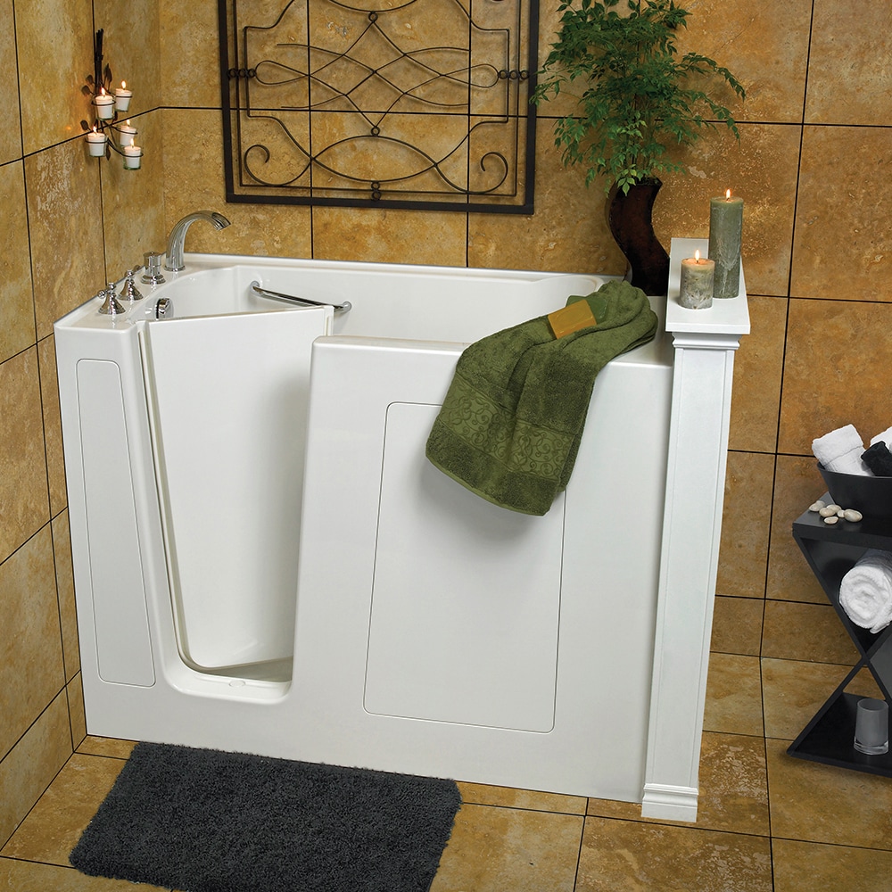 Total Care in Bathing 3260D COMBO LH BS Series 32-in x 60-in White Gel-coated Fiberglass Walk-In Whirlpool and Air Bath Combination Tub with Faucet, Hand Shower and Drain (Left Drain)