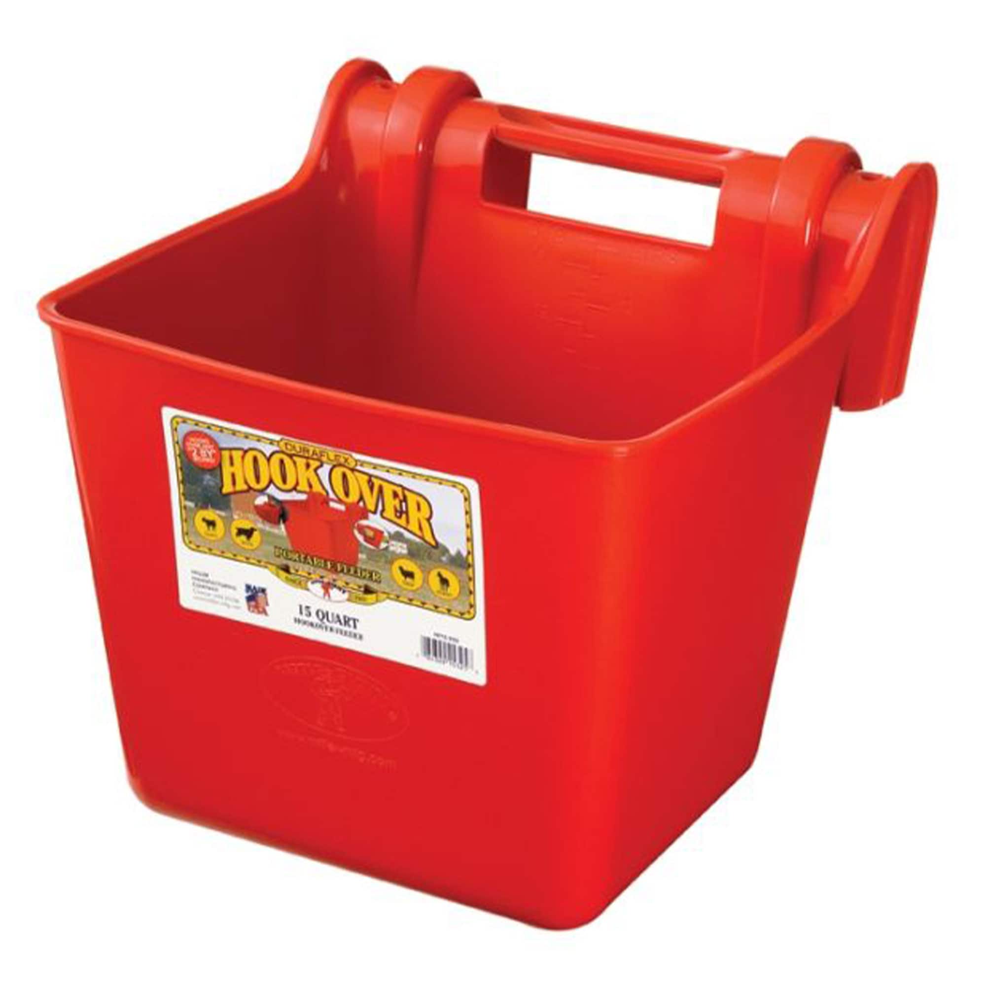 Little Giant  15 Quart Mountable Livestock and Pet Hook Over Bucket Feeder Red