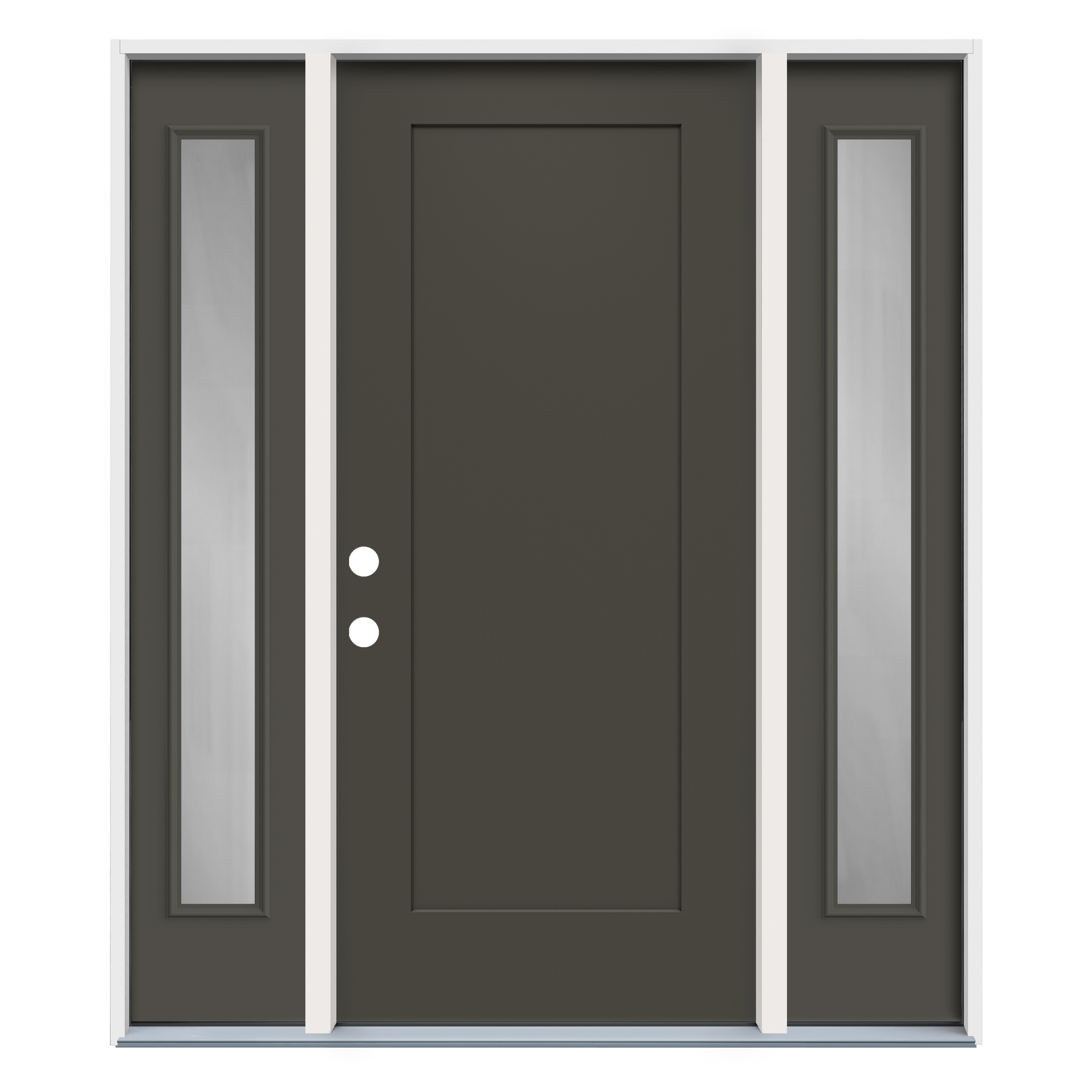 RELIABILT LO1049581 56-in x 80-in x 4-5/8-in Steel Full lite Left-hand inswing Thunder Gray Paint Painted Prehung Front Door with Sidelights Insulating core