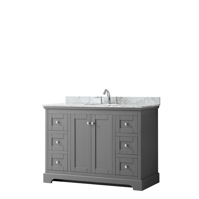 Wyndham Collection Avery 48 In Dark, 48 Black Bathroom Vanity With White Top