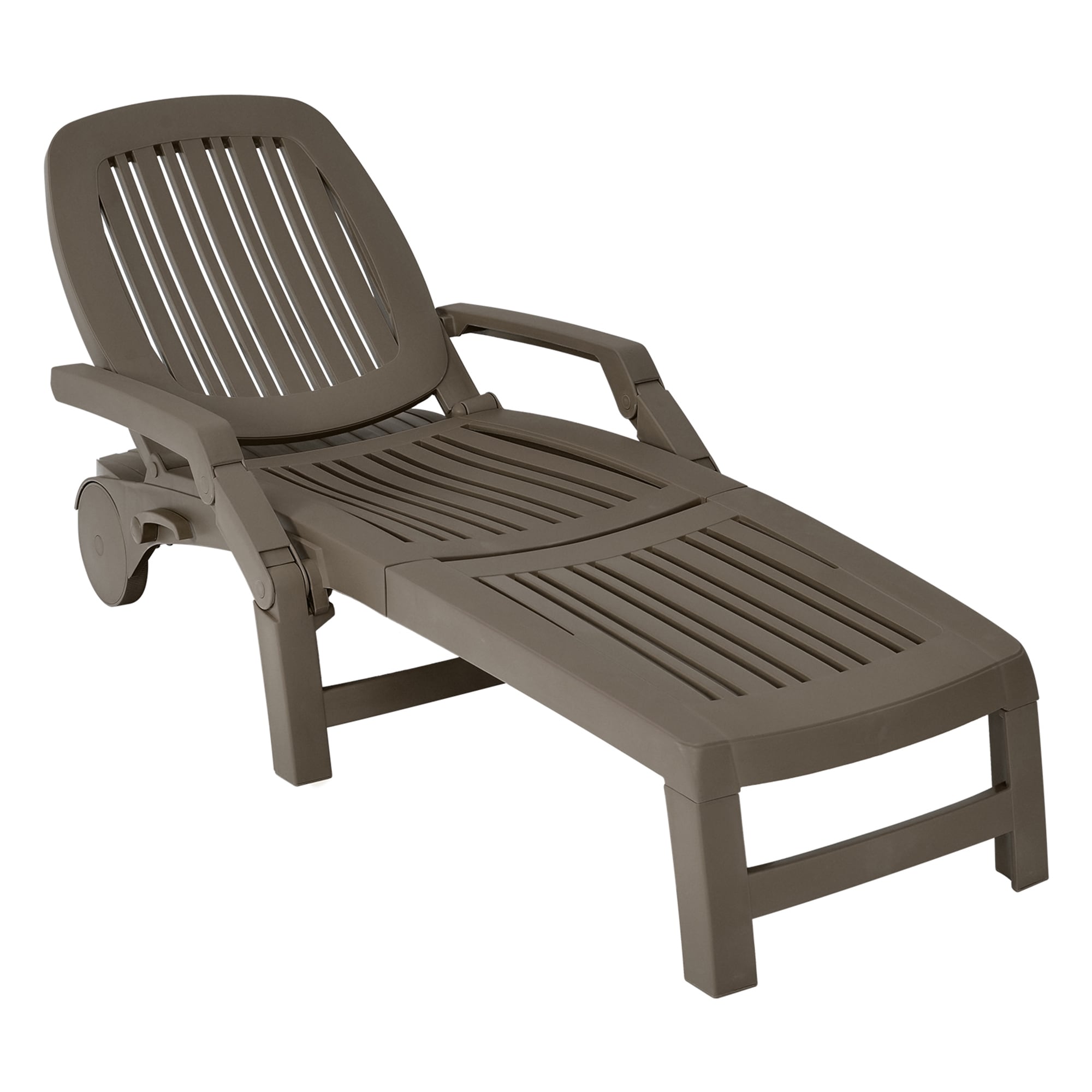 Costway OP70717CF Coffee Plastic Frame C-spring Chaise Lounge Chair with Brown Solid Seat