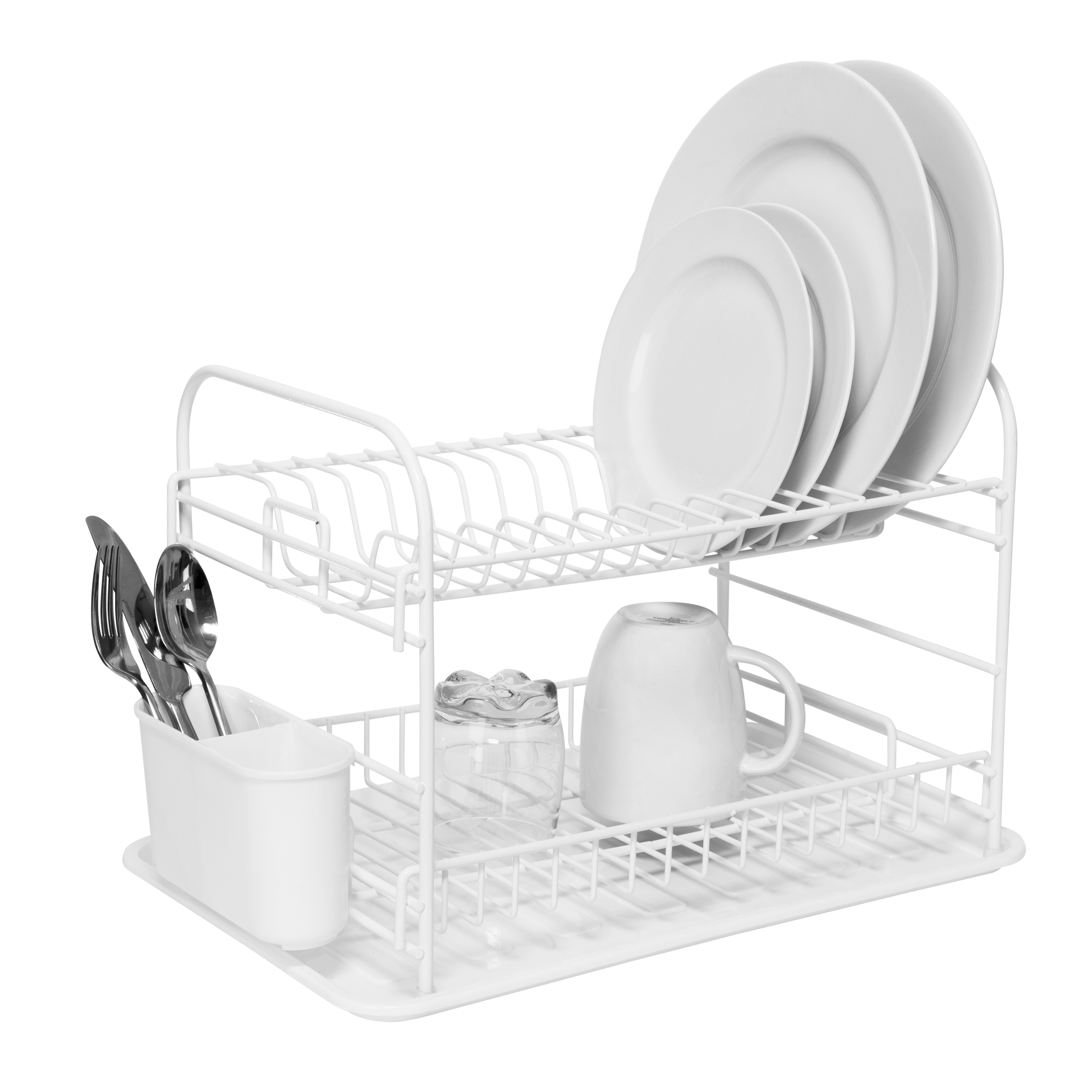 Home Basics 2-Tier Deluxe Steel/Plastic Dish Rack & Reviews