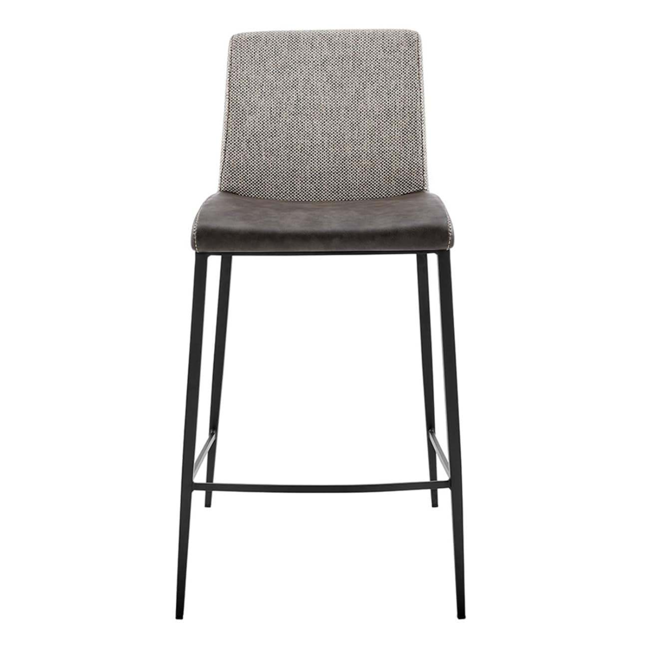 HomeRoots 4000400576 Set of 2 Dark Gray 25.6-in H Counter height Upholstered Metal Bar Stool Back