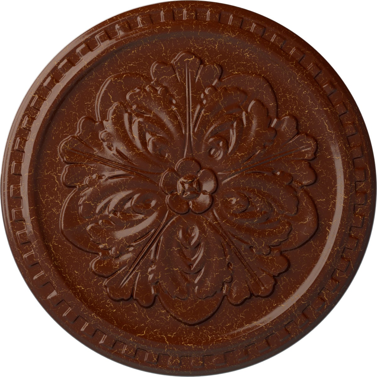 Ekena Millwork CM16ERBMC Emeryville 16.875-in W x 16.875-in L Painted Burnished Mahogany Crackle Polyurethane Whole Ceiling Medallion