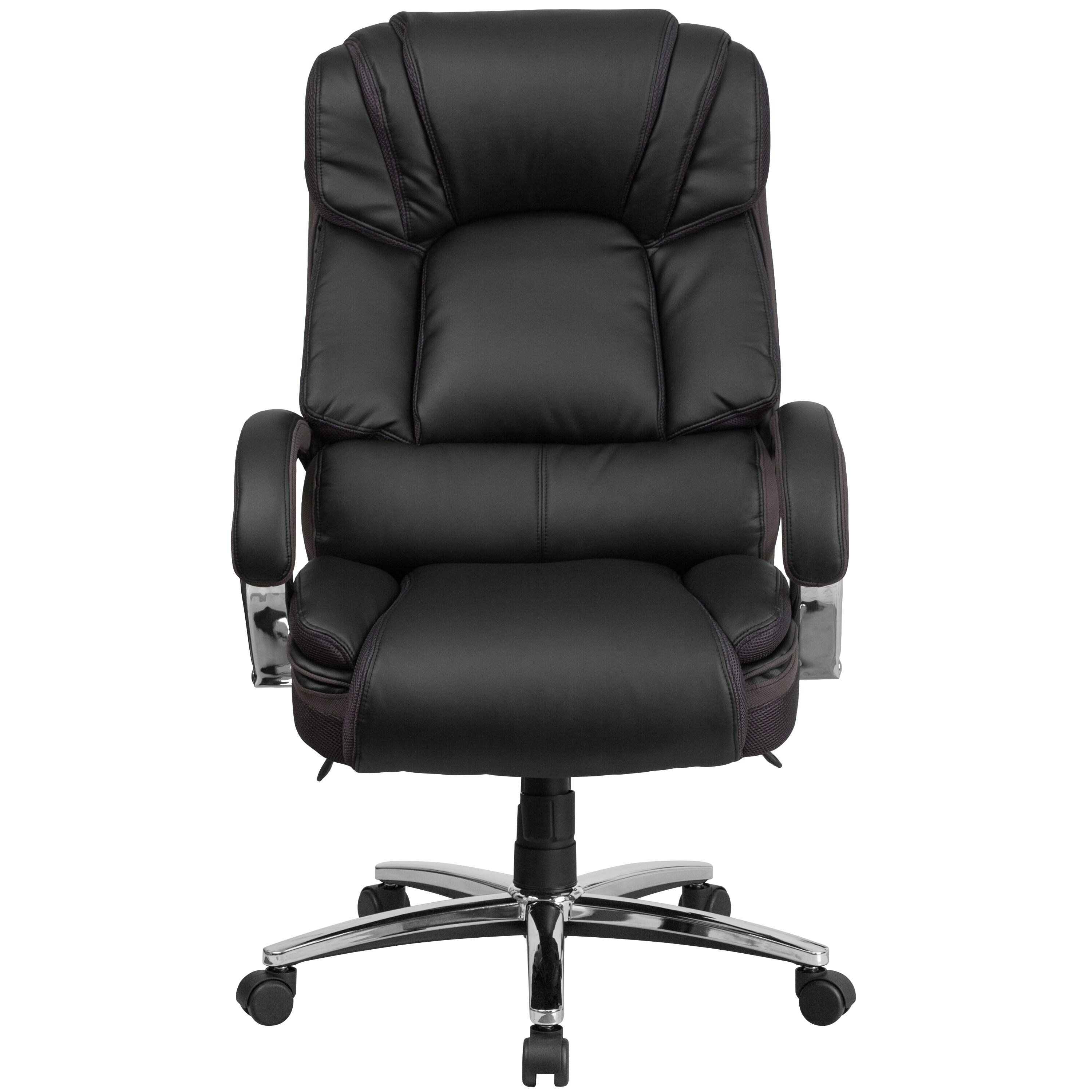 Hercules High-Back Black LeatherSoft Executive Swivel Chair with Chrome Accents