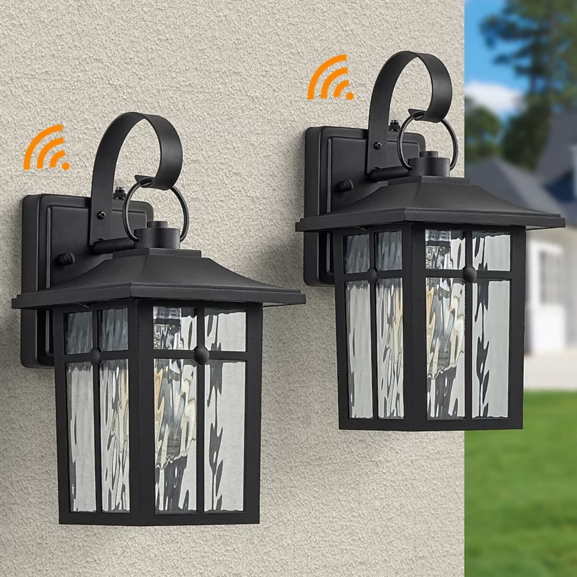Maxax Montpelier 2 -Pack 2 -Light 12.88-in H Matte Black Hardwired Dusk to Dawn Outdoor Wall Light