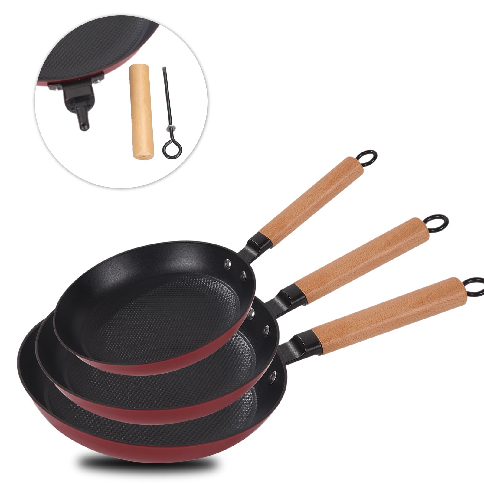 LTMATE LSDT-03-RED 3 -Piece 8-in Cast iron Cooking pan